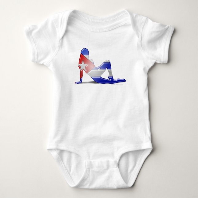 Cuban Girl Silhouette Flag Baby Bodysuit (Front)
