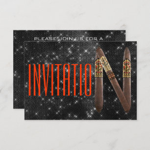 Cuban Havana Invitation Black Sparkly Night