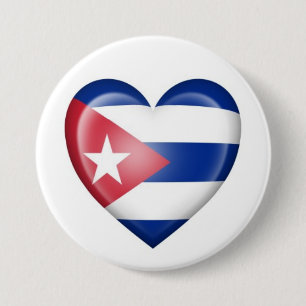 Cuban Heart Flag on White 7.5 Cm Round Badge