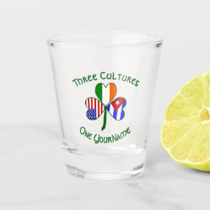 Cuban Irish America Flags Shamrock Personalised Shot Glass