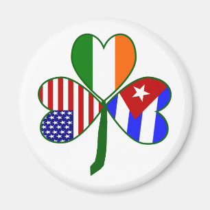 Cuban Irish American Shamrock Magnet