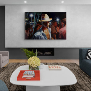 Cuban Man at an Outdoor Miami Nightclub Painting Poster