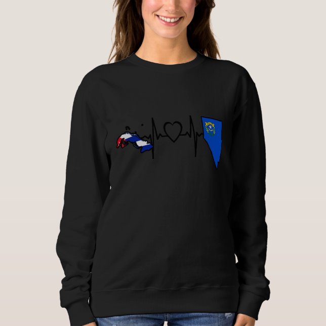 Cuban Nevada Flag   Cuba Heartbeat Sweatshirt (Front)