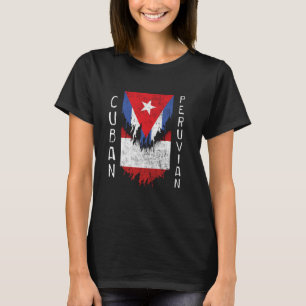 Cuban Peruvian Flags Ripped Torn Cuba Peru T-Shirt