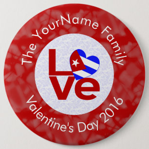 Cuban Red LOVE Flag Personalised  6 Cm Round Badge