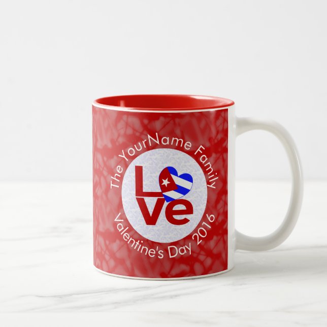Cuban Red LOVE Flag Personalised  Two-Tone Coffee Mug (Right)