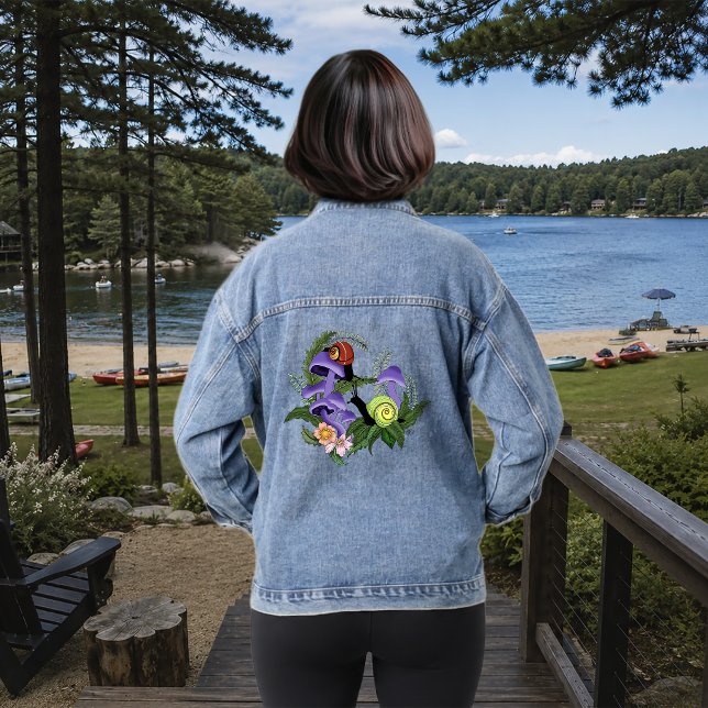 Cuban Snails Purple Mushrooms Denim Jacket (Creator Uploaded)