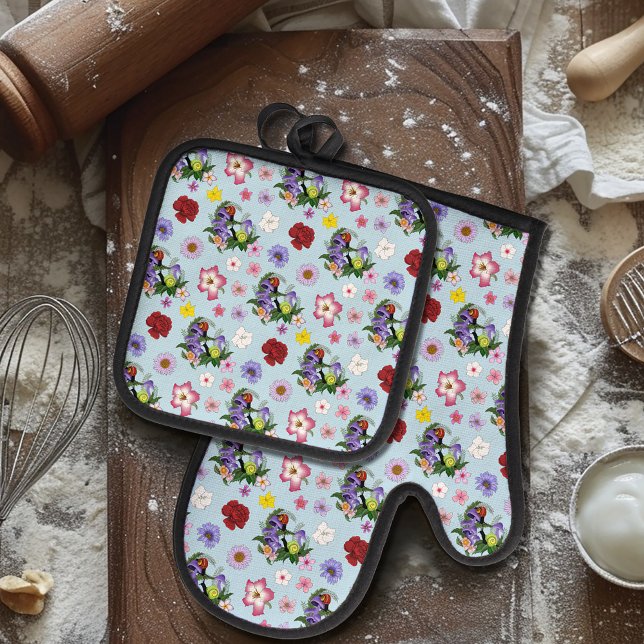Cuban Snails Purple Mushrooms Oven Mitt & Pot Holder Set (Creator Uploaded)