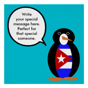 Cuban Talking Ms. Penguin Personalised Poster