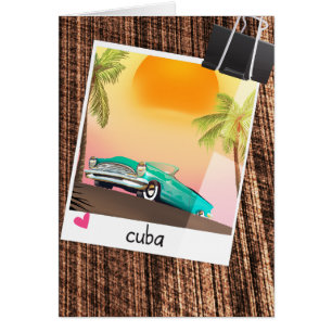 Cuban vintage car photo travel poster.
