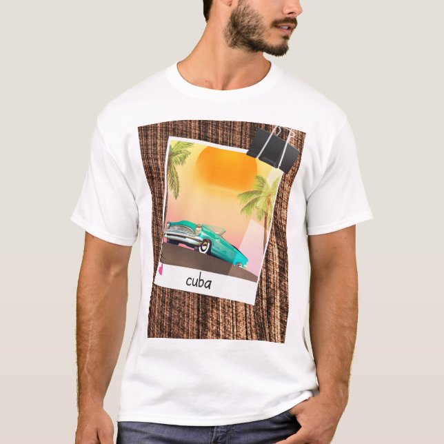 Cuban vintage car photo travel poster. T-Shirt (Front)