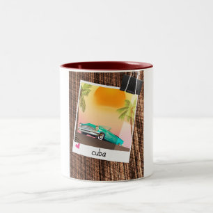 Cuban vintage car photo travel poster. Two-Tone coffee mug
