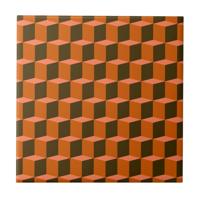 Cube 3 Dimensional 3D Pattern Design Ceramic Tile (Front)