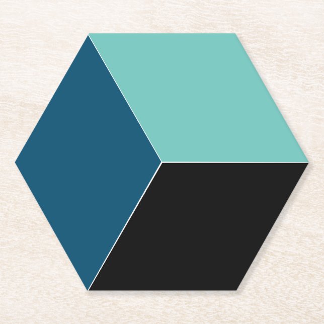 Cube blue paper coaster (Front)