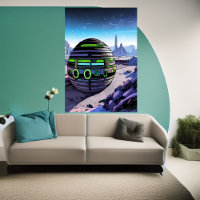 Cube building on a alien planet | AI Art Poster