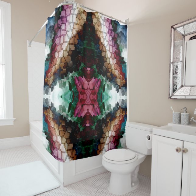 Cube Centric Dark Wind Shower Curtain (In Situ)