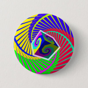 Cube Floating Over a Rainbow Spiral Staircase 6 Cm Round Badge