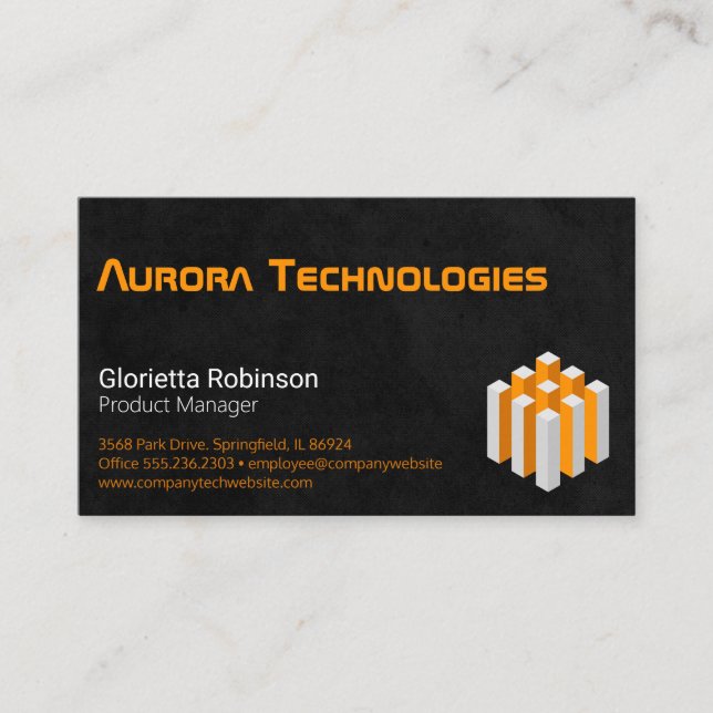 Cube Geometric Logo | Corporate Tech Style Business Card (Front)