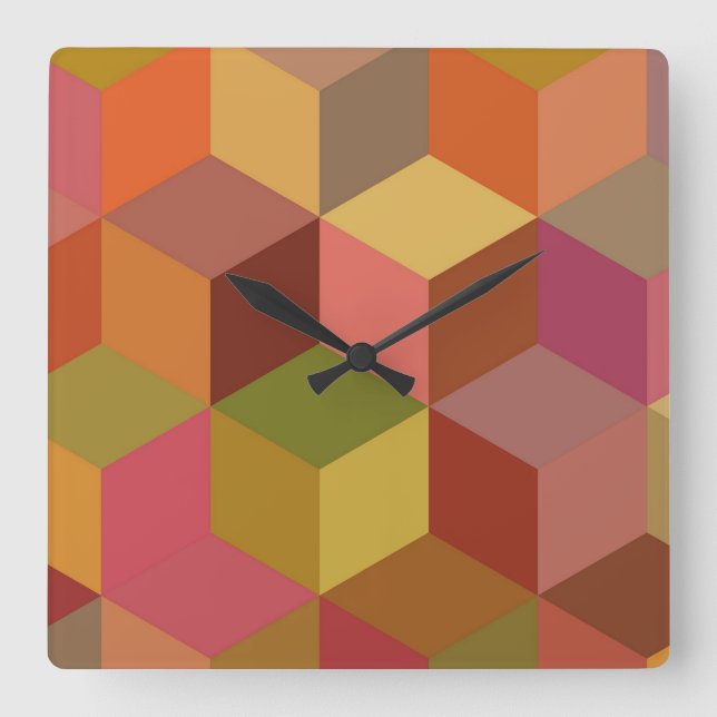 Cube II Square Wall Clock (Front)