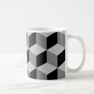Cube Large Pattern Black & Greys Coffee Mug