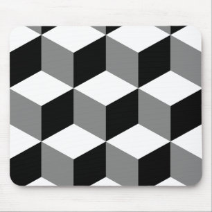 Cube Large Pattern Black White & Grey Mouse Pad
