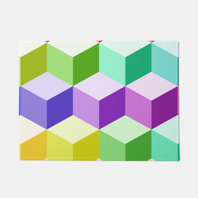 Cube Large Pattern Multicolored Doormat (Front)