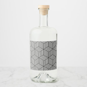 Cube Lines Liquor Bottle Label