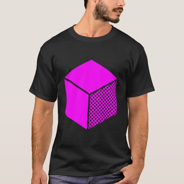 Cube - Magenta on Dark T-Shirt (Front)
