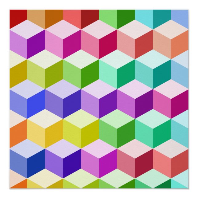 Cube Pattern Multicolored Poster (Front)