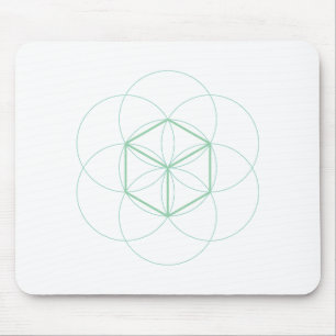 Cube Sacred Geometry Mouse Pad – Green Hexahedron 