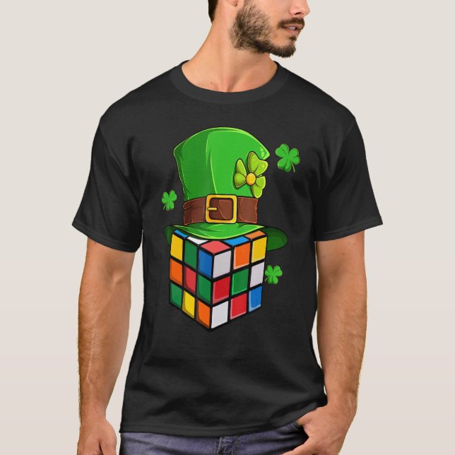 Cube Speed Cubing Math Puzzle St Patrick Day Kids T-Shirt (Front)