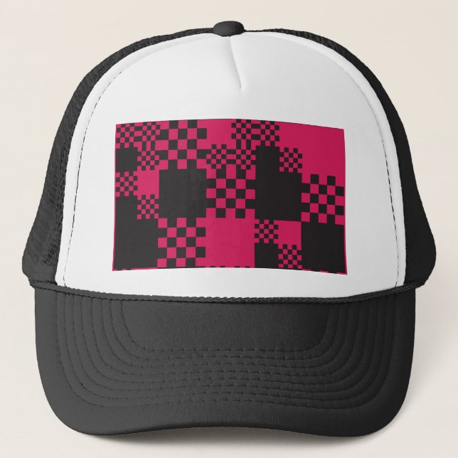 cube square block shape creative trucker hat (Front)