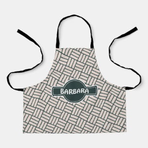 Cubes Beige Black Minimal Pattern Apron