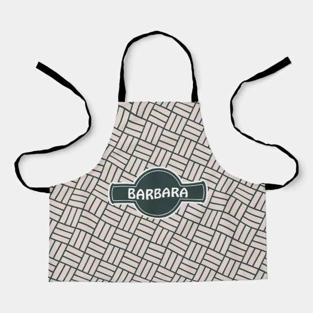 Cubes Beige Black Minimal Pattern Apron (Front)