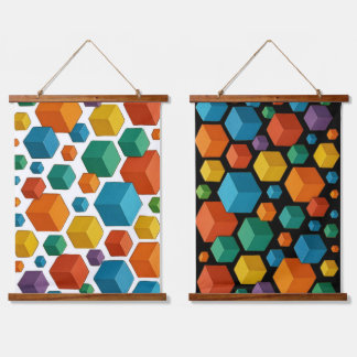 Cubes galore Wood Topped Wall Tapestry