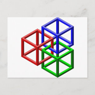 Cubes Impossible Geometry Optical Illusion Postcard