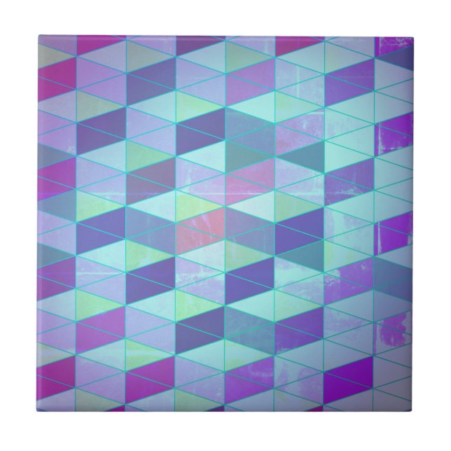 Cubes Into Triangles Geometric Pattern Ceramic Tile (Front)