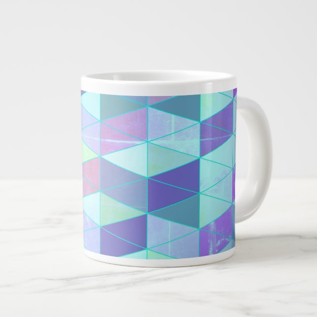 Cubes Into Triangles Geometric Pattern Large Coffee Mug (Front Right)