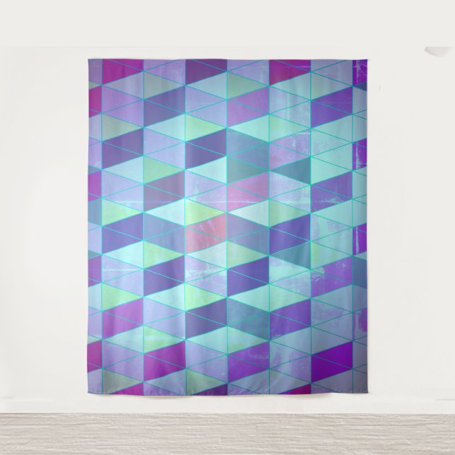 Cubes Into Triangles Geometric Pattern Tapestry (Front)
