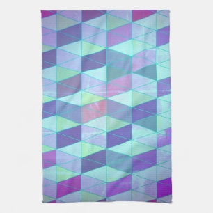 Cubes Into Triangles Geometric Pattern Tea Towel
