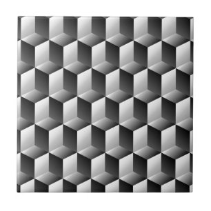 Cubes rows optical illusion tile