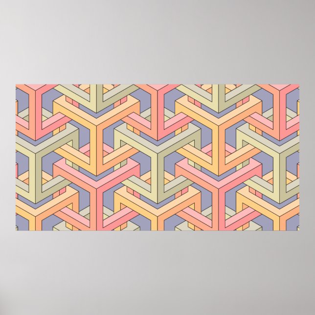 Cubes. Seamless 3D pattern. Optical illusions. Mod Poster (Front)