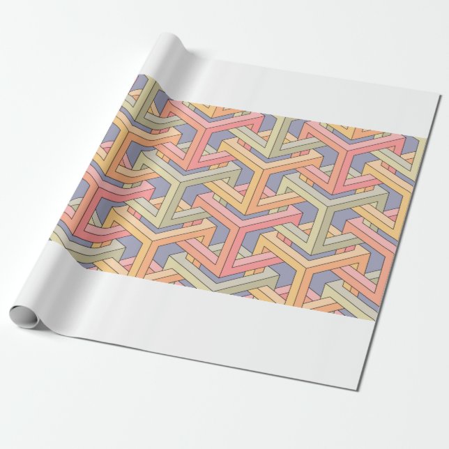 Cubes. Seamless 3D pattern. Optical illusions. Mod Wrapping Paper (Unrolled)