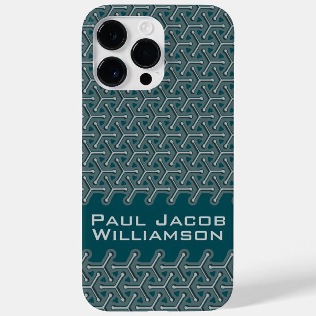 Cubic steel name dark teal patterned Case-Mate iPhone case (Back)