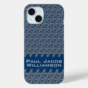 Cubic steel name grey teal patterned iPhone 15 case