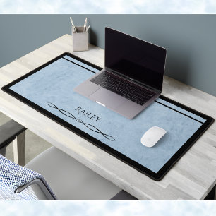 Cubicle Chic Powder Blue Black Office Décor Desk Mat