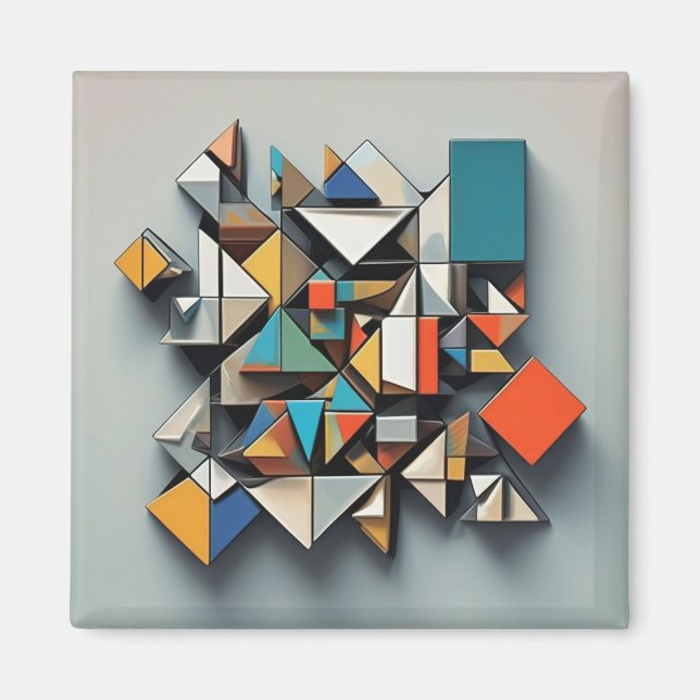 Cubism Abstract Art Colourful Dynamic Unique Magnet (Front)