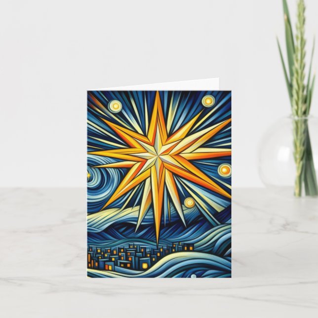 Cubism Art Christmas Star  Card (Front)