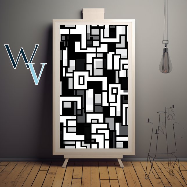 Cubism Black and White Art Poster (Creator Uploaded)