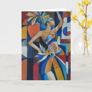 Cubism Carnival Dancer Greeting Card